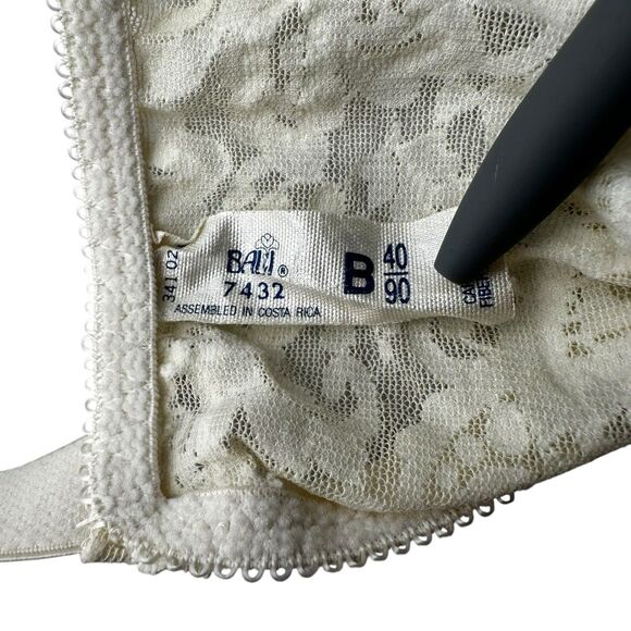 Vintage Bali Floral Cream Lace Bodysuit 40B Nylon Stretch Shaper Underwire 7432 - Picture 7 of 9